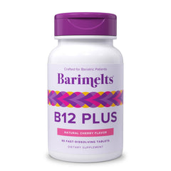 BariMelts B12 Plus natural cherry flavor tablet dissolves quickly for post-bariatric nutrition