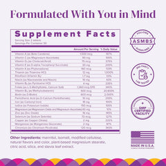 Close-up of BariMelts fast-dissolving blueberry tablets for easy daily use.