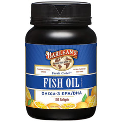 Barlean's Fresh Catch omega-3 softgels bottle for convenient daily use and potential heart support.