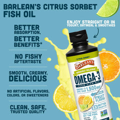 Barlean's Omega-3 label indicating non-GMO and dairy-free formula