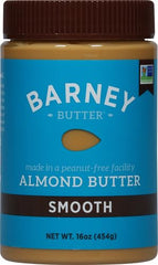 Label on the Barney Butter jar highlighting no-stir design and clean ingredients.