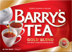 Steaming cup of Barry's Tea Gold Blend suggesting a comforting morning ritual.