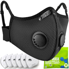 BASE CAMP M Plus dust mask front view in silver and black for standout protection
