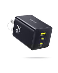 Baseus 100W charger block front view, compact design ideal for travel and daily use.