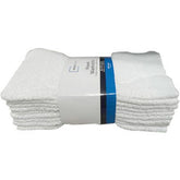 Basic White Cotton Washcloths close-up, soft daily-use fabric for bath and kitchen.