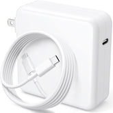 Basickaws MacBook Pro Charger with foldable plug for travel convenience.