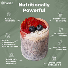 Basilia Basil Seeds in overnight oats for creamy texture