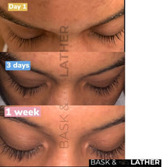 Bask & Lather lash serum brush tip enables precise application.