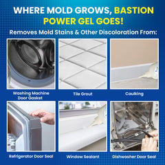 Bastion Mold Stain Remover Power Gel on shower caulk delivers long-lasting mold control and easy wipe-off