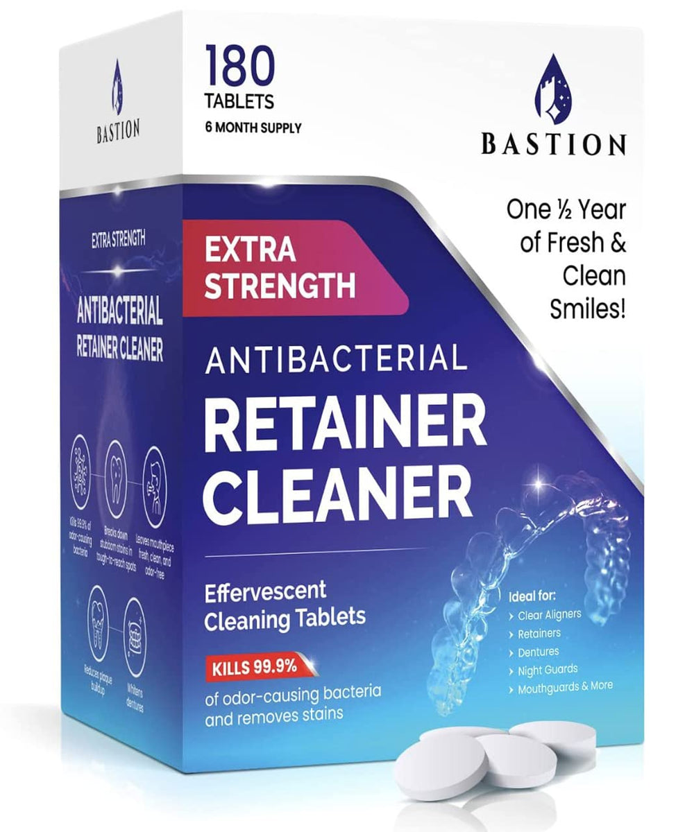 Bastion retainer cleaner tablets dissolving to remove stains and odors