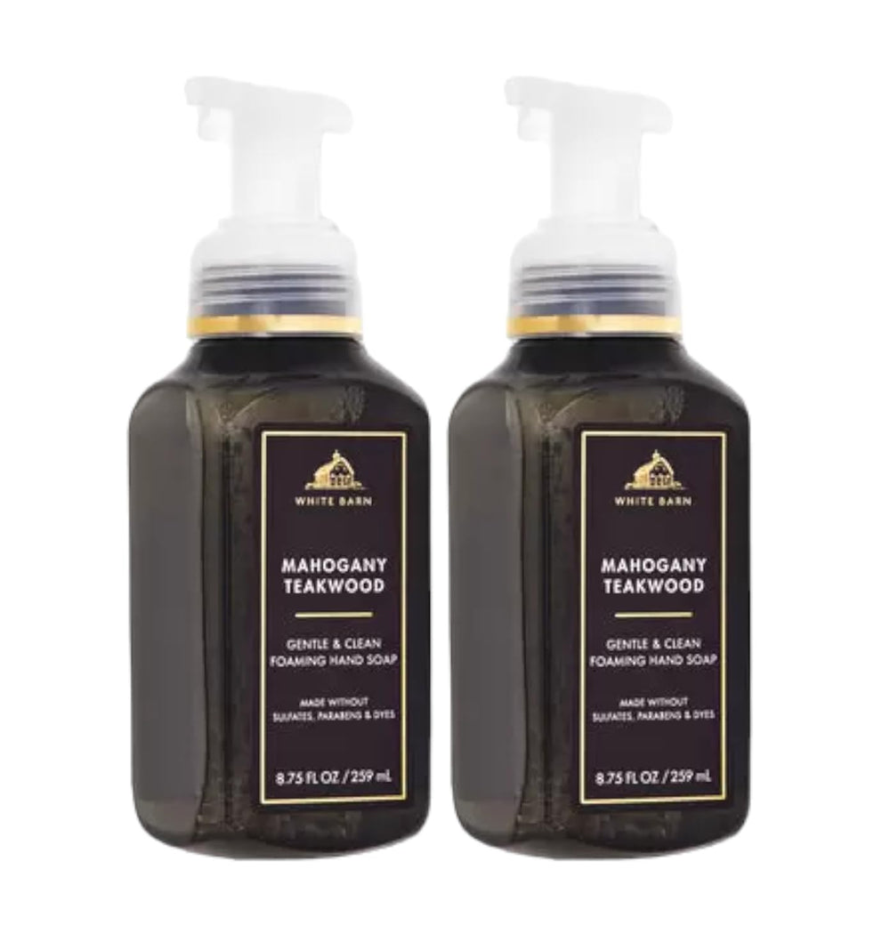 Bath and Body Works Gentle Foaming Hand Soap Mahogany Teakwood bottles for soft hands and fresh scent