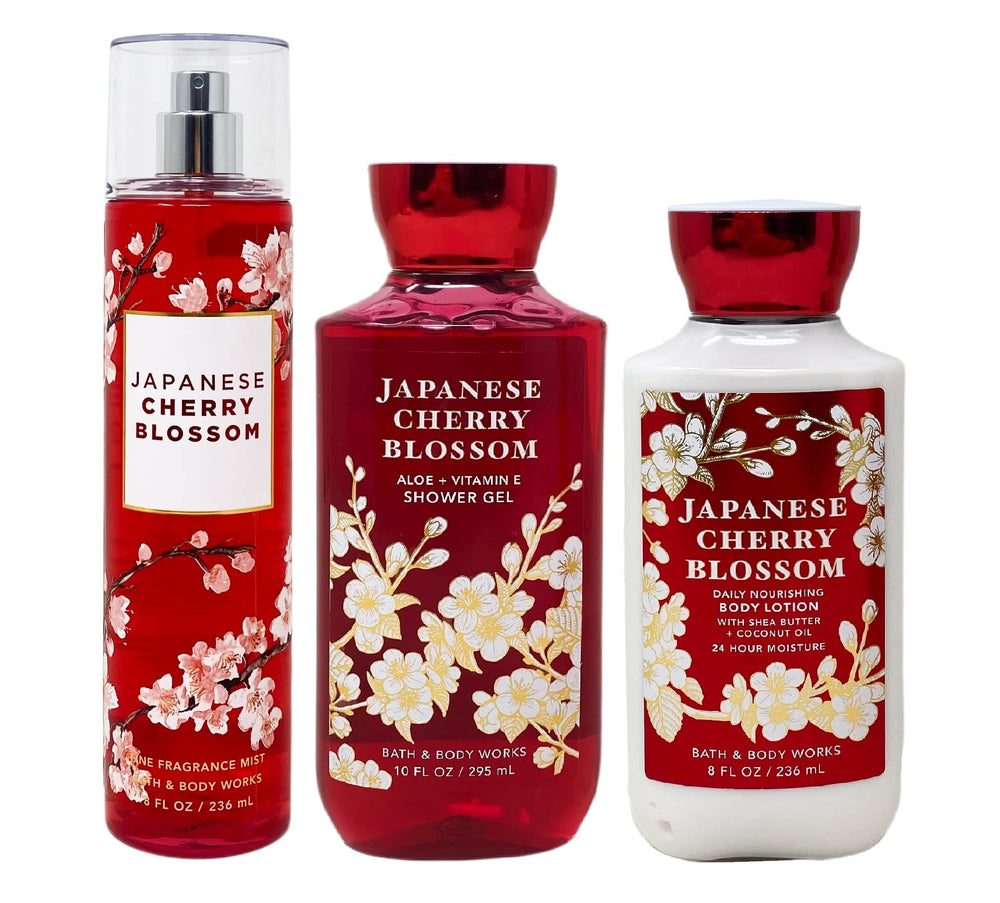 Bath and Body Works Japanese Cherry Blossom trio for daily fragrance and hydrated skin