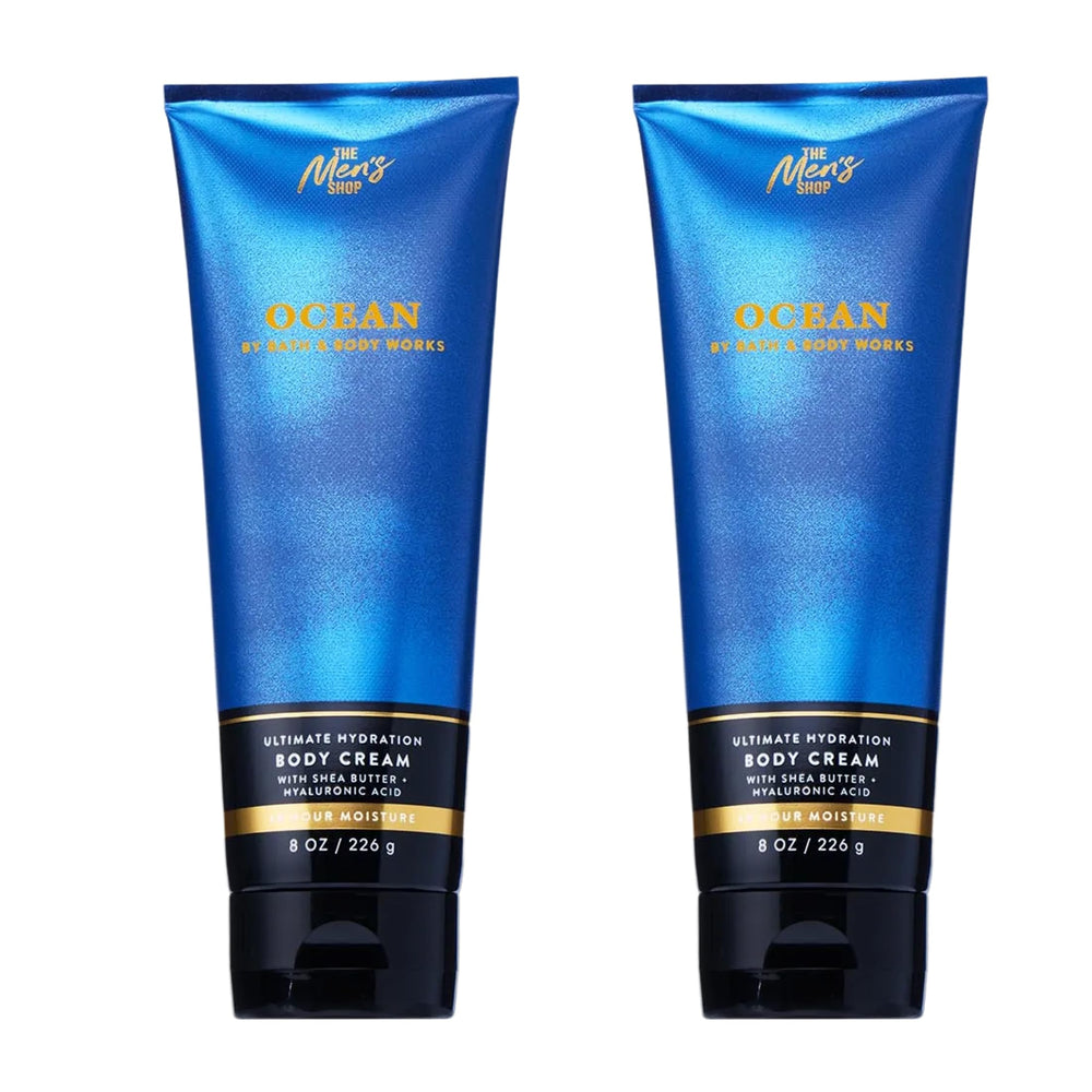 Bath & Body Works Men’s Ocean Scent Body Cream bottle highlighting deep hydration for dry skin