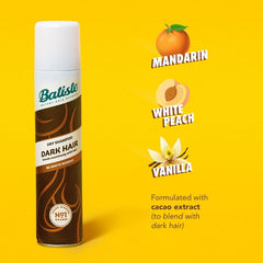 Batiste Dark Hair Dry Shampoo on dark hair creates invisible finish