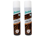 Batiste dry shampoo bottle close-up helps refresh dark hair between washes.