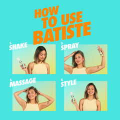 Batiste Tropical dry shampoo applied to hair roots for oil absorption