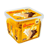 Bauducco chocolate and vanilla wafer pack for on-the-go snacking.