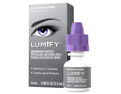 Lumify bottle cap close-up indicating secure dropper for precise application.