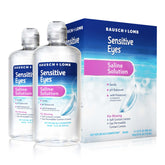 Bausch + Lomb Sensitive Eyes saline solution bottle for gentle post cleaning rinse on soft and GP lenses