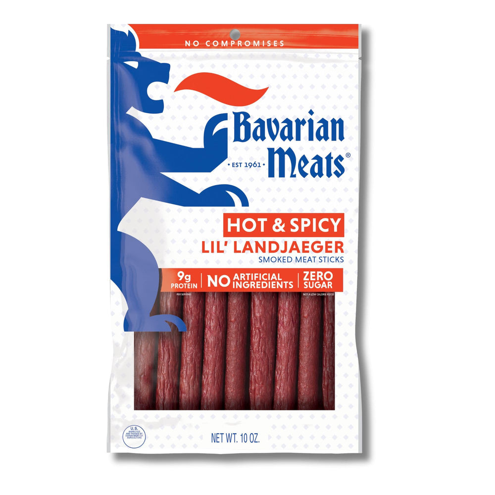 Bavarian Meats Lil' Landjaeger hot and spicy pack front view for on-the-go protein
