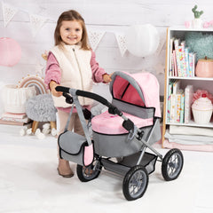 Bayer Trendy pram with spacious shopping basket for easy doll accessory storage.