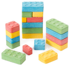 Close-up of Bayside Candy Candy Blocks with fruity flavors offering a tangy bite.