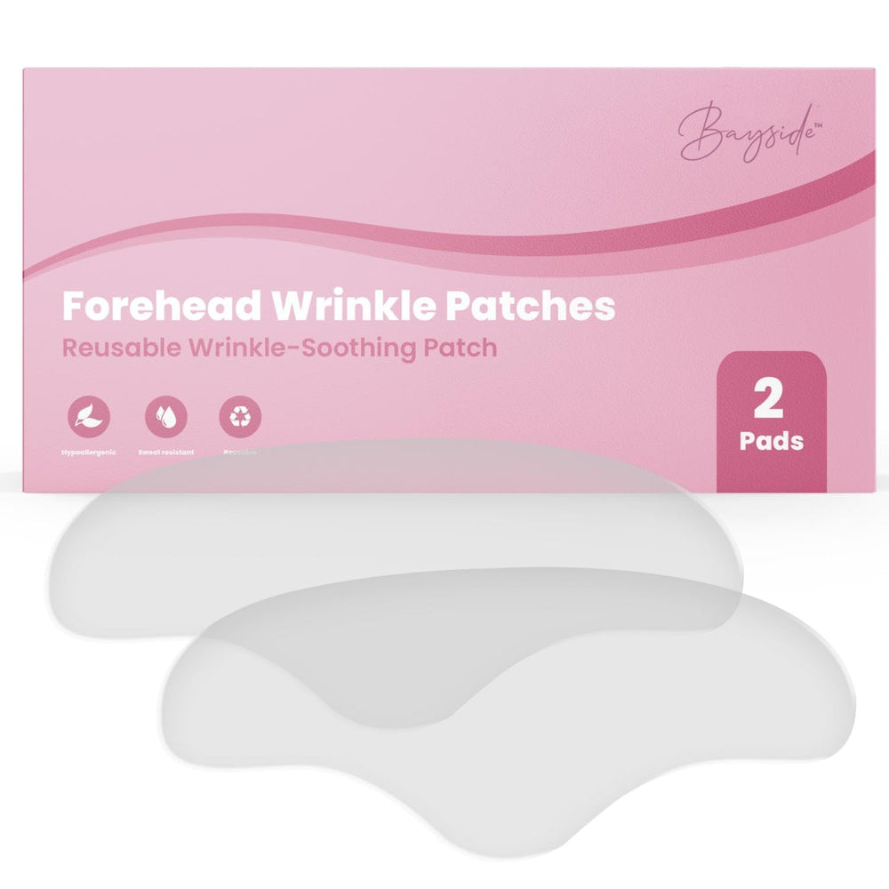 Bayside forehead wrinkle patches pack-2 applied to skin to smooth fine lines.