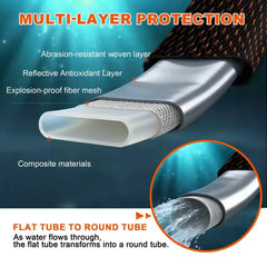 BazeSync kink-free flexible hose stays pliable for easy maneuvering around beds.