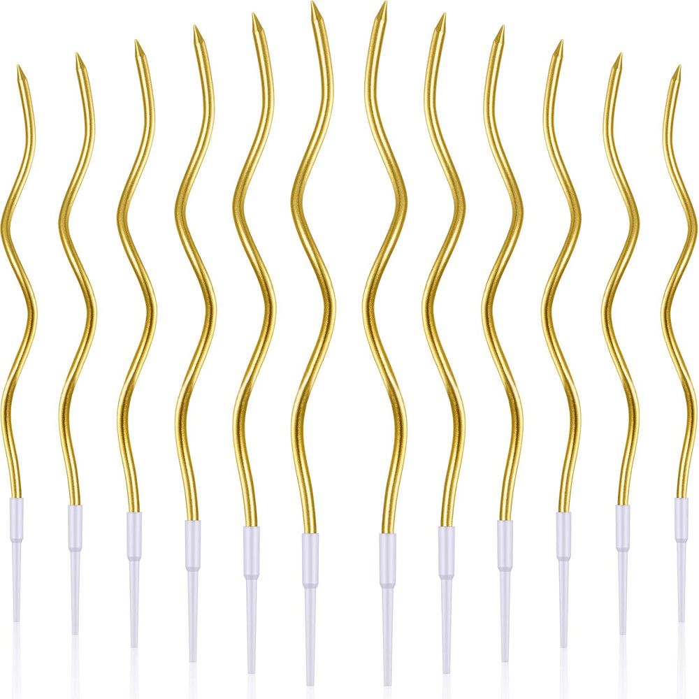 BBTO twisted birthday candles with gold spiral design for festive cake decorating