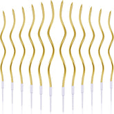 BBTO twisted birthday candles with gold spiral design for festive cake decorating