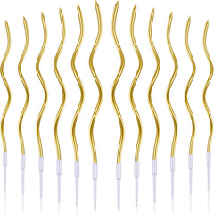 BBTO twisted birthday candles with gold spiral design for festive cake decorating