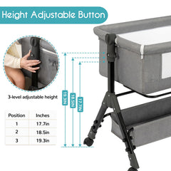 BCOL 3-in-1 baby bassinet gray height-adjustment aligns with your bed height