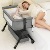 BCOL 3-in-1 baby bassinet gray side view for versatile bedside use