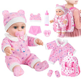 BDDOLL 12-inch baby doll with pink backpack for imaginative play
