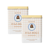 Be A Heart Jesus Heals Bandages Cottage Collection gingham tin with pastel patterns