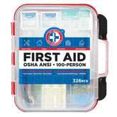 Be Smart Get Prepared first aid kit in a red hard case with quick access for emergencies.