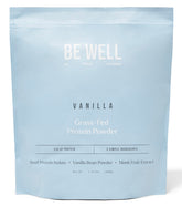 Be Well by Kelly vanilla beef protein powder bottle with clean three-ingredient formula