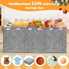 Beadsky gray toy box blends with nursery decor and stores essentials.