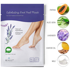 Bealuz foot peel mask close-up highlighting natural extracts