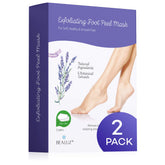 Bealuz lavender foot peel mask packaging shown for at-home spa exfoliation