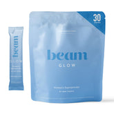 Beam Glow bottle front view highlighting hormone balance support for daily wellness.
