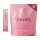 Beam Glow bottle front view highlighting premium packaging for daily hormone support