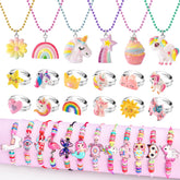 BeAndge Kids Jewelry Set necklaces with glitter for dress-up fun
