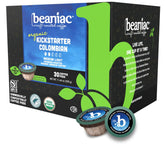 Beaniac K-Cup pod close-up showing compostable pod design for eco-friendly coffee