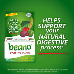 Closeup of Beano Ultra 800 tablets showing compact relief solution.