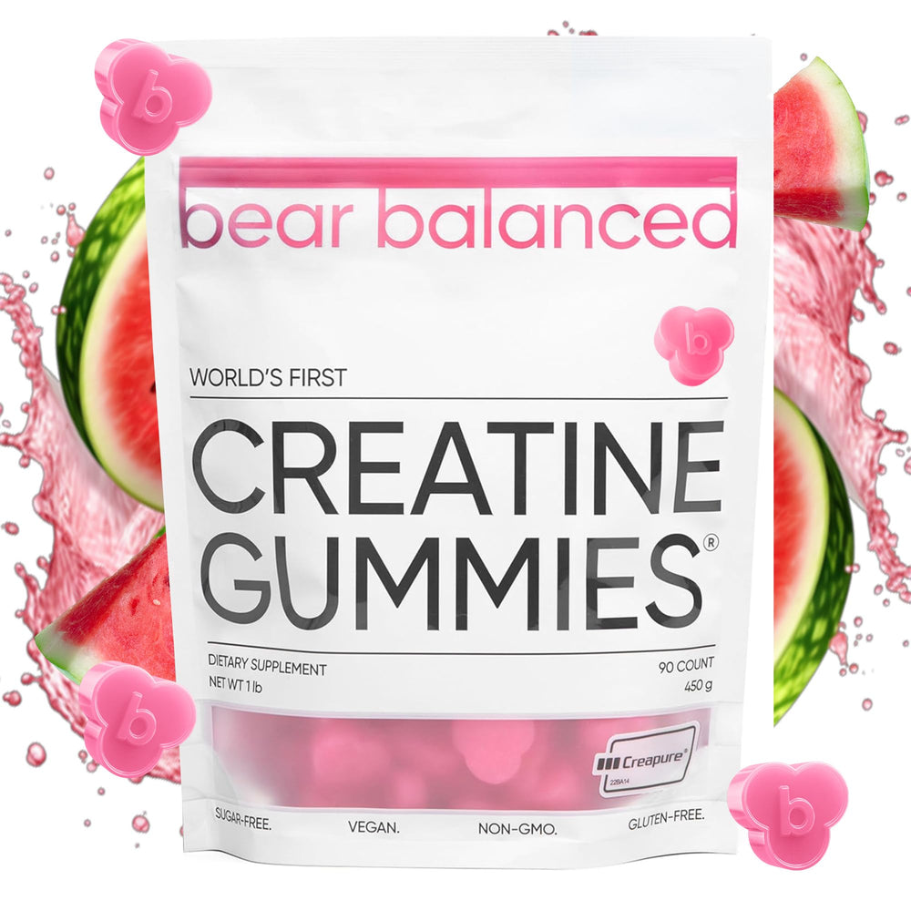 Bear Balanced Creatine Gummies bottle shown for daily energy and focus.