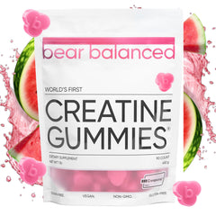 Bear Balanced Creatine Gummies bottle shown for daily energy and focus.