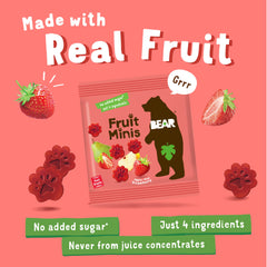 BEAR Real Fruit Snack Minis Strawberry on-the-go serving, quick healthy bite.