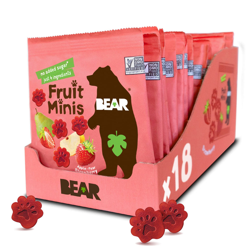 BEAR Real Fruit Snack Minis Strawberry pack, ideal for on-the-go.