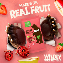 BEAR Real Fruit Snack Rolls Strawberry ingredients list, simple ingredients and no added sugars